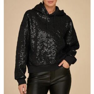NWT Noli Lux Sequin Hoodie - Black size S